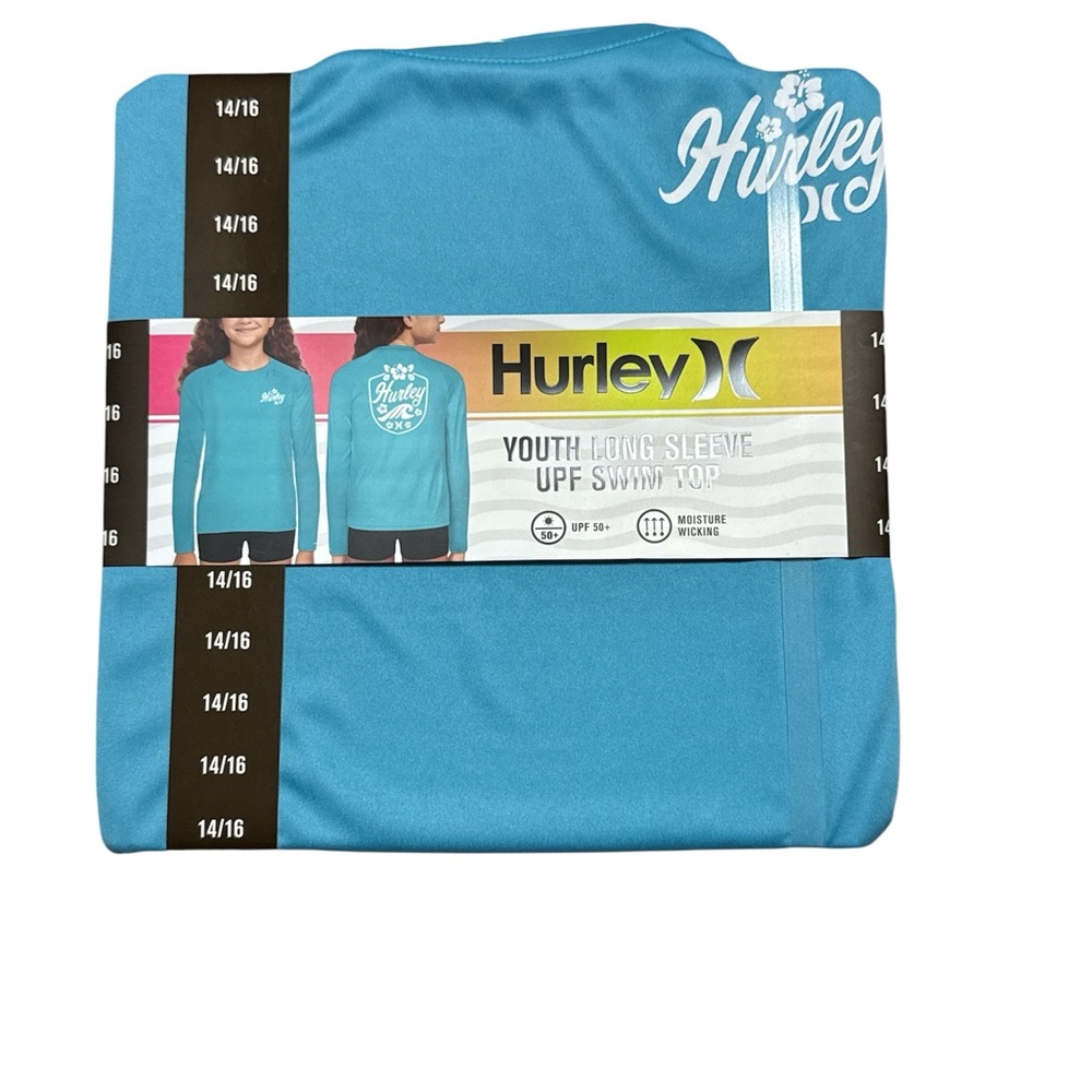 Hurley Kids Long Sleeve Swim Top - Light Blue